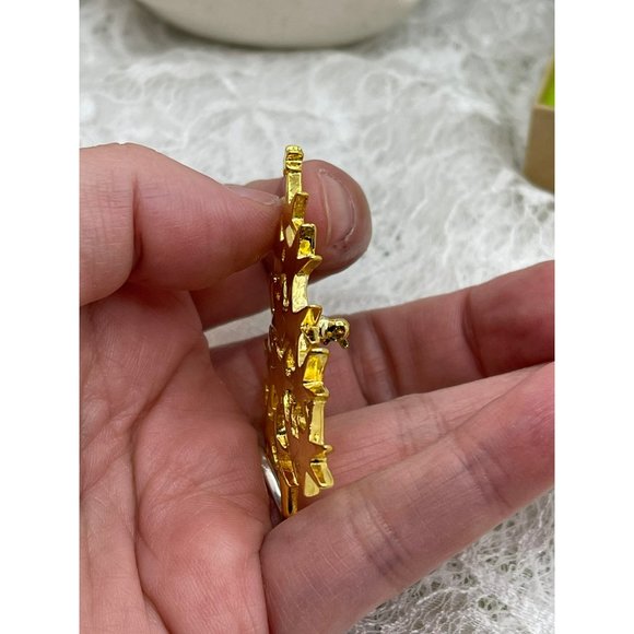 Vintage Gold Tone Tree Star Brooch - Picture 3 of 8